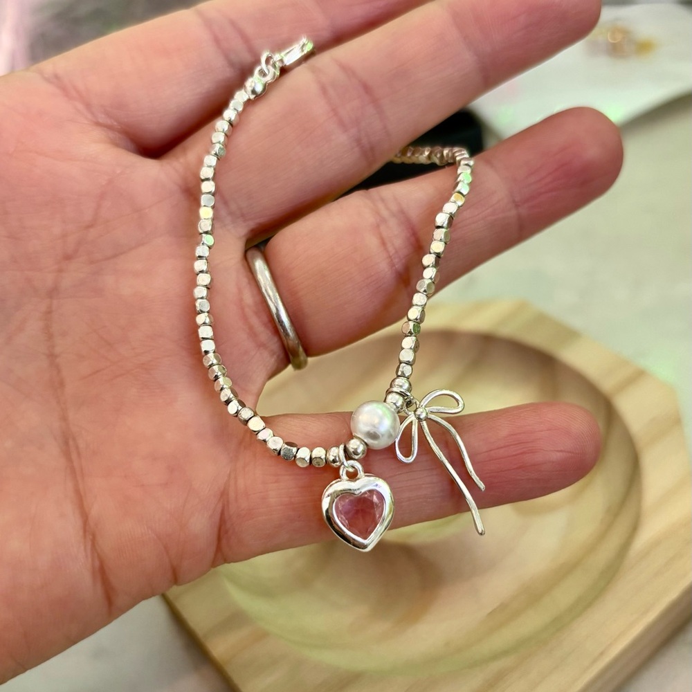 Silver Heart Charm Bracelet